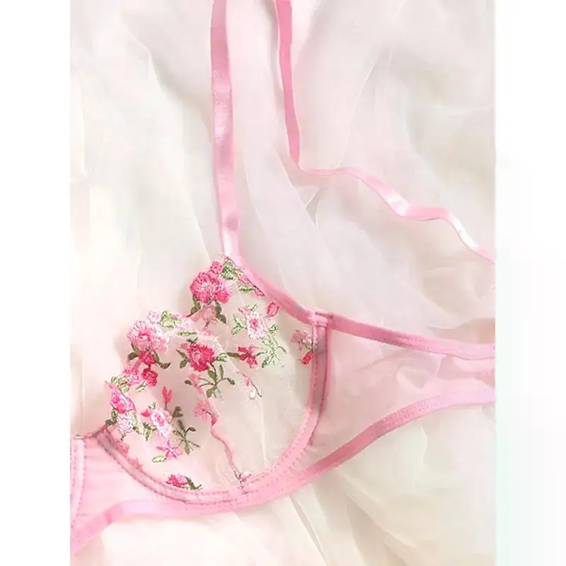 Transperant Lingerie Set Women Mesh Net Sexi Lenceria Sensual Mujer Bra Sets Embroidery Floral Underwired Transperant Lingerie Set Women Mesh Net Sexi Lenceria Sensual Mujer Bra Sets Embroidery Floral Underwired