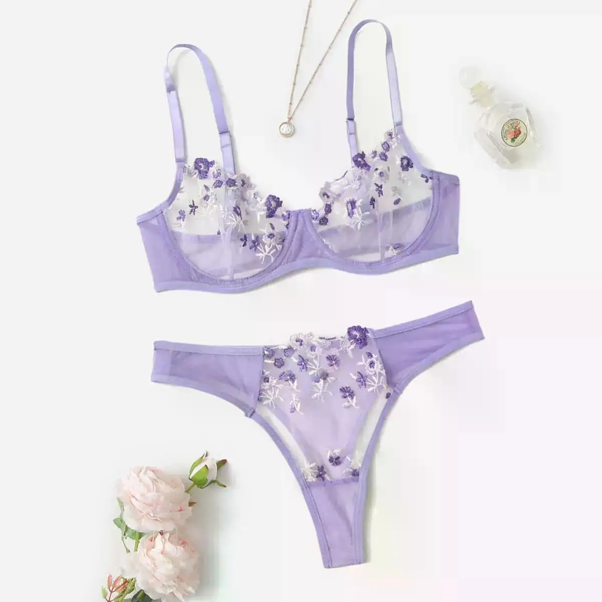 Transperant Lingerie Set Women Mesh Net Sexi Lenceria Sensual Mujer Bra Sets Embroidery Floral Underwired Transperant Lingerie Set Women Mesh Net Sexi Lenceria Sensual Mujer Bra Sets Embroidery Floral Underwired