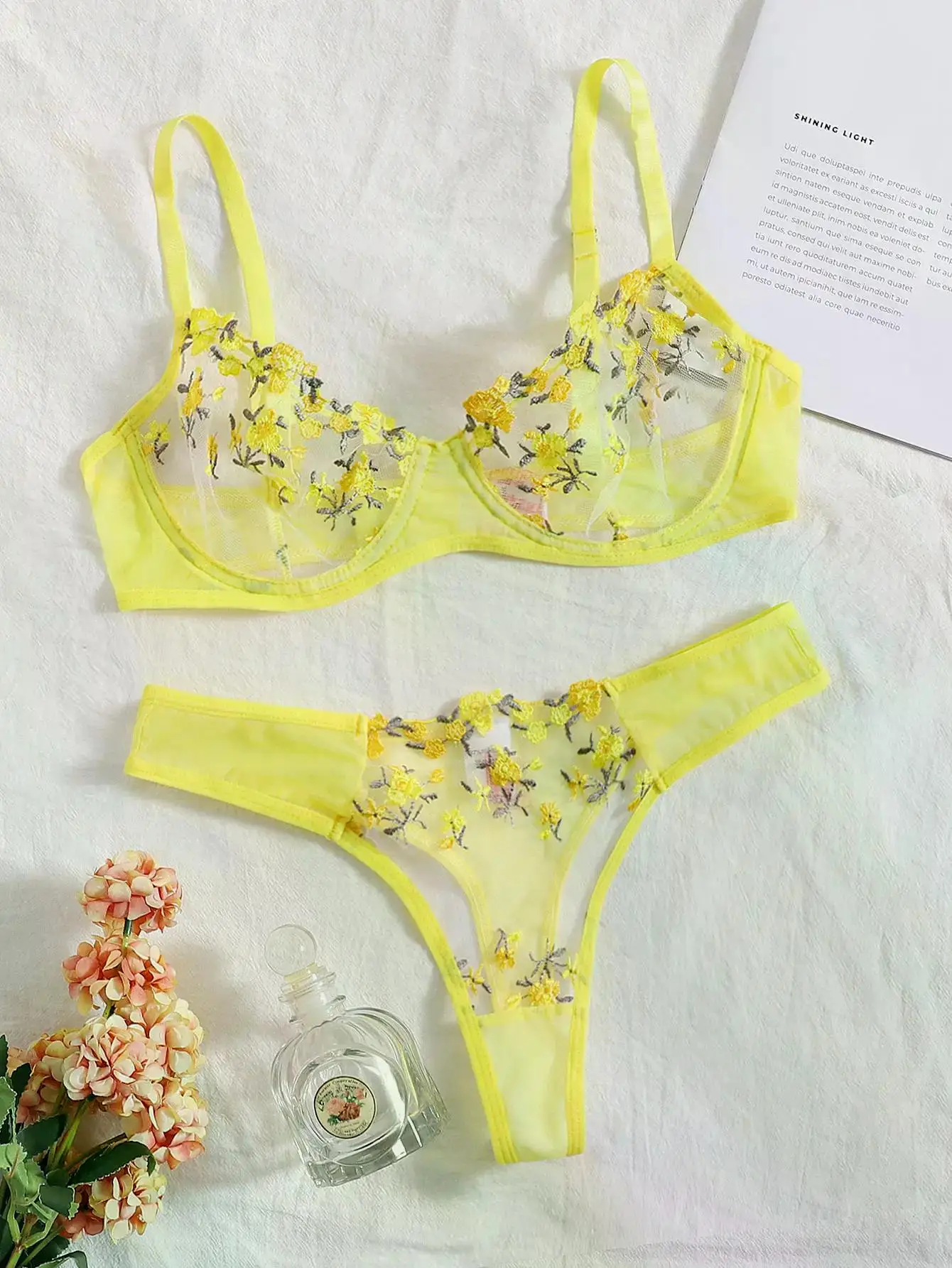 Transperant Lingerie Set Women Mesh Net Sexi Lenceria Sensual Mujer Bra Sets Embroidery Floral Underwired Transperant Lingerie Set Women Mesh Net Sexi Lenceria Sensual Mujer Bra Sets Embroidery Floral Underwired