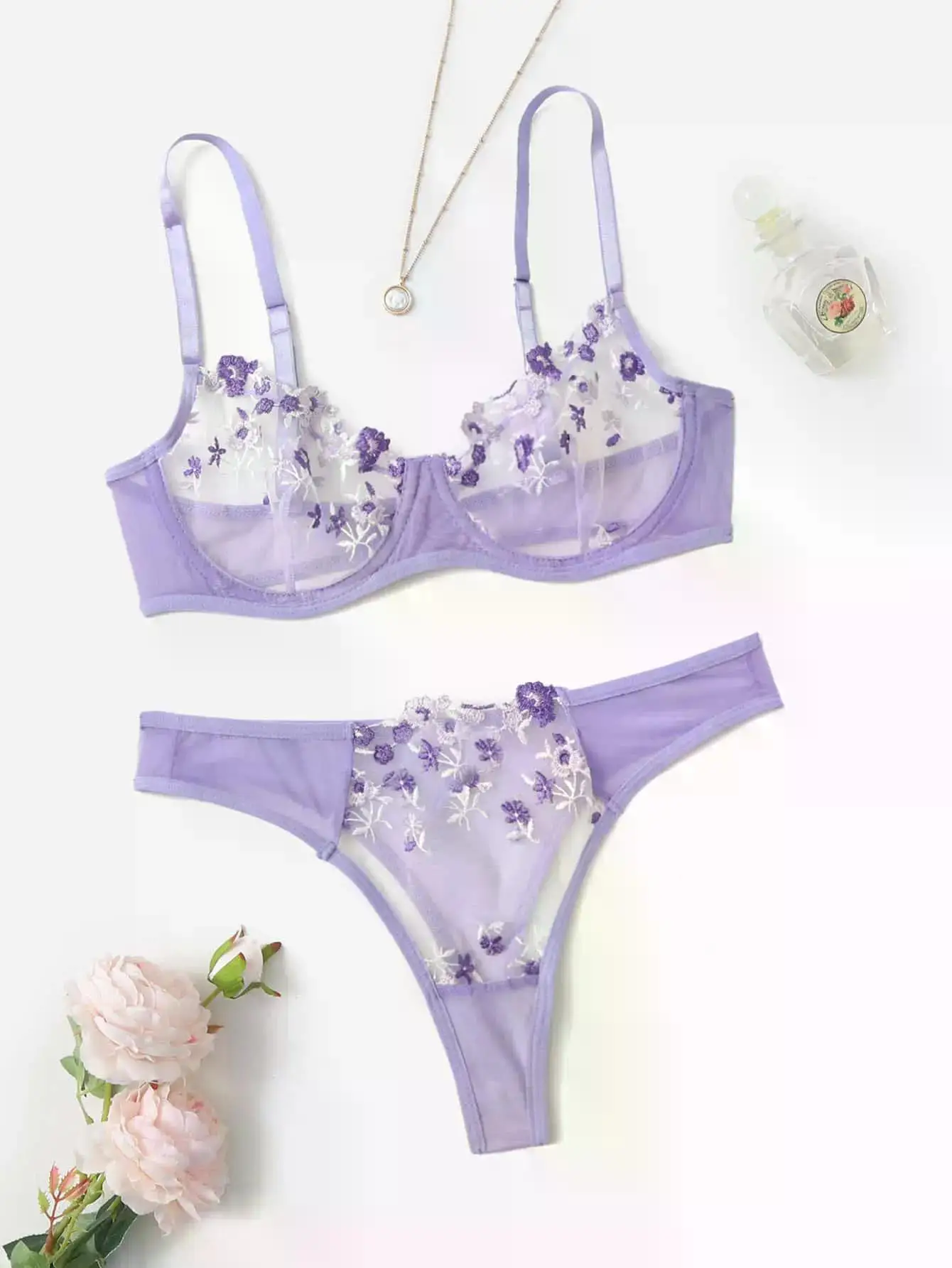 Transperant Lingerie Set Women Mesh Net Sexi Lenceria Sensual Mujer Bra Sets Embroidery Floral Underwired Transperant Lingerie Set Women Mesh Net Sexi Lenceria Sensual Mujer Bra Sets Embroidery Floral Underwired