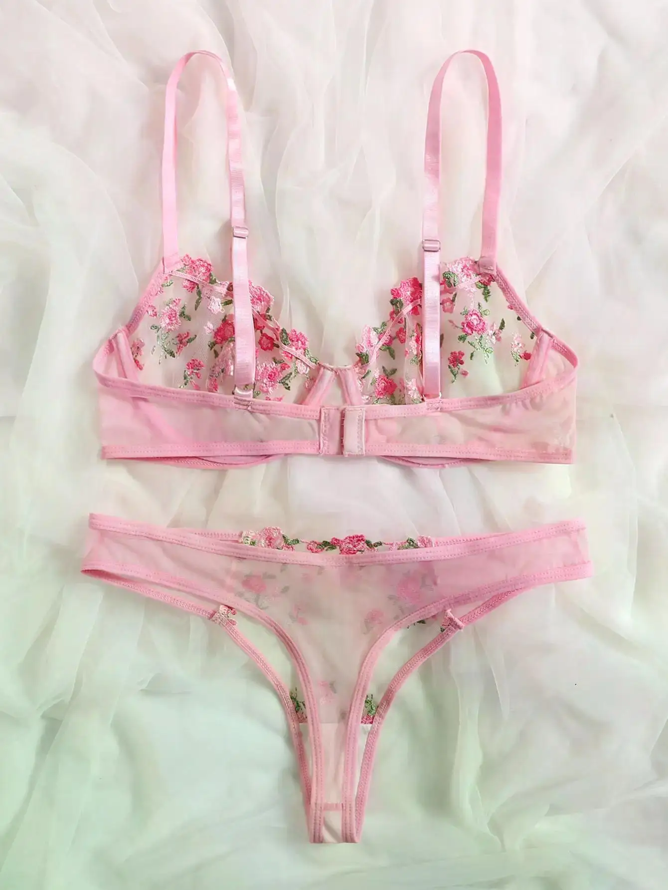 Transperant Lingerie Set Women Mesh Net Sexi Lenceria Sensual Mujer Bra Sets Embroidery Floral Underwired Transperant Lingerie Set Women Mesh Net Sexi Lenceria Sensual Mujer Bra Sets Embroidery Floral Underwired