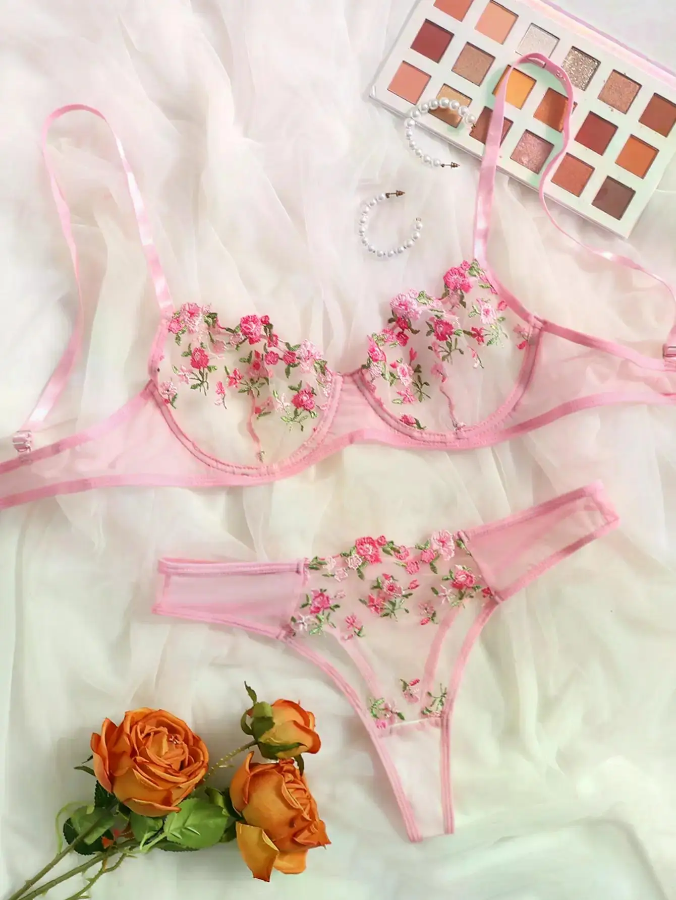 Transperant Lingerie Set Women Mesh Net Sexi Lenceria Sensual Mujer Bra Sets Embroidery Floral Underwired Transperant Lingerie Set Women Mesh Net Sexi Lenceria Sensual Mujer Bra Sets Embroidery Floral Underwired