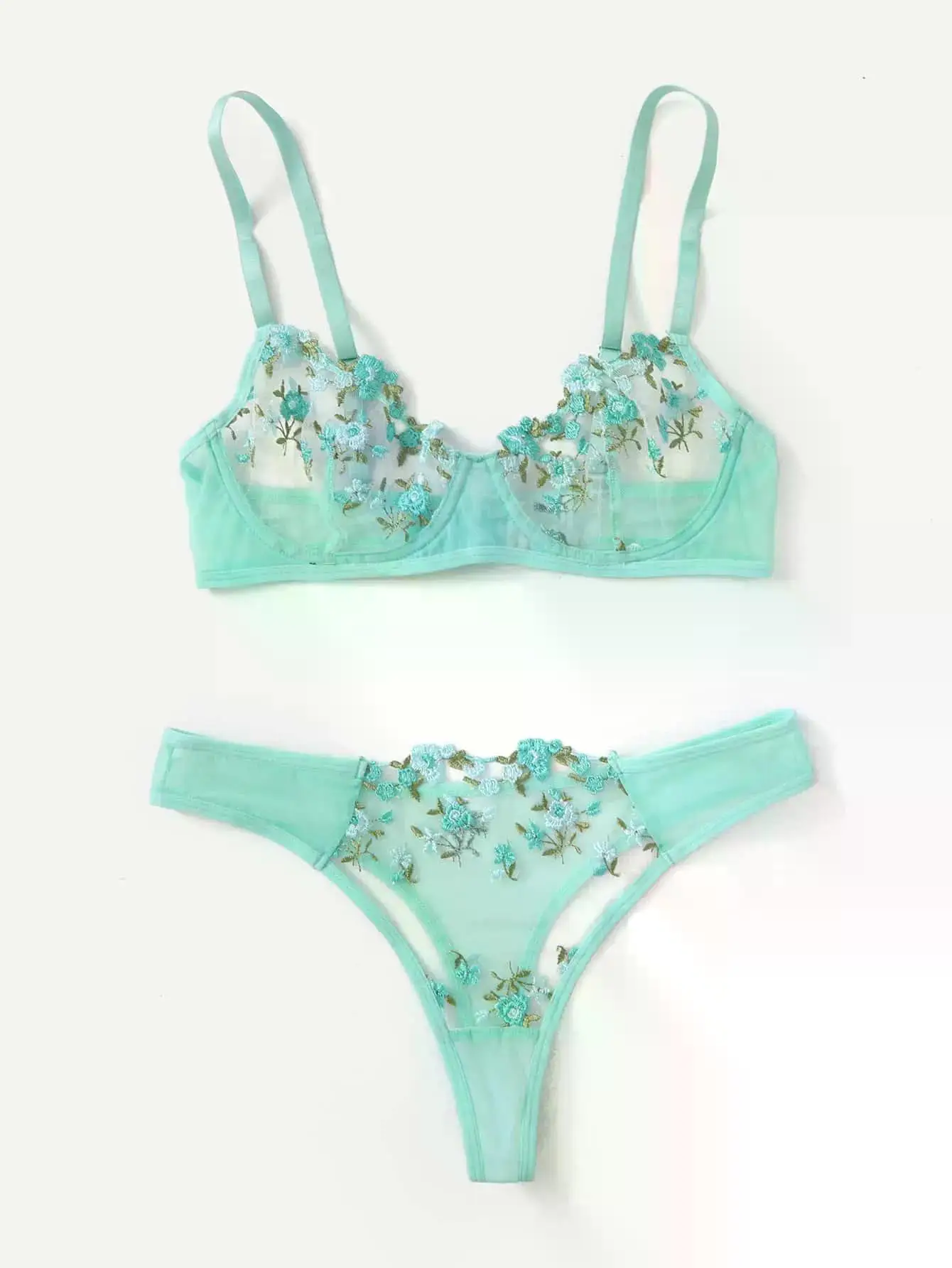 Transperant Lingerie Set Women Mesh Net Sexi Lenceria Sensual Mujer Bra Sets Embroidery Floral Underwired Transperant Lingerie Set Women Mesh Net Sexi Lenceria Sensual Mujer Bra Sets Embroidery Floral Underwired
