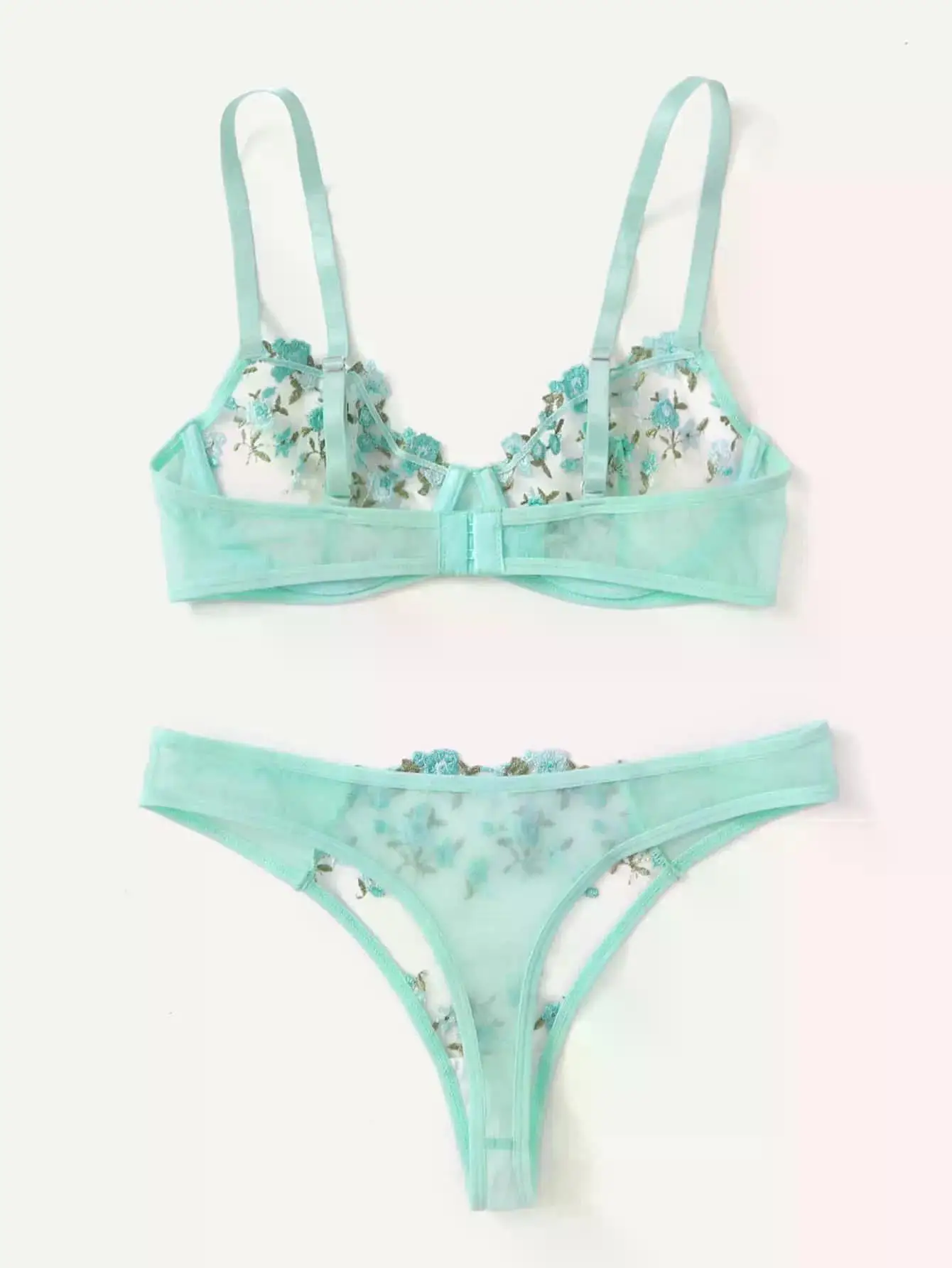 Transperant Lingerie Set Women Mesh Net Sexi Lenceria Sensual Mujer Bra Sets Embroidery Floral Underwired Transperant Lingerie Set Women Mesh Net Sexi Lenceria Sensual Mujer Bra Sets Embroidery Floral Underwired