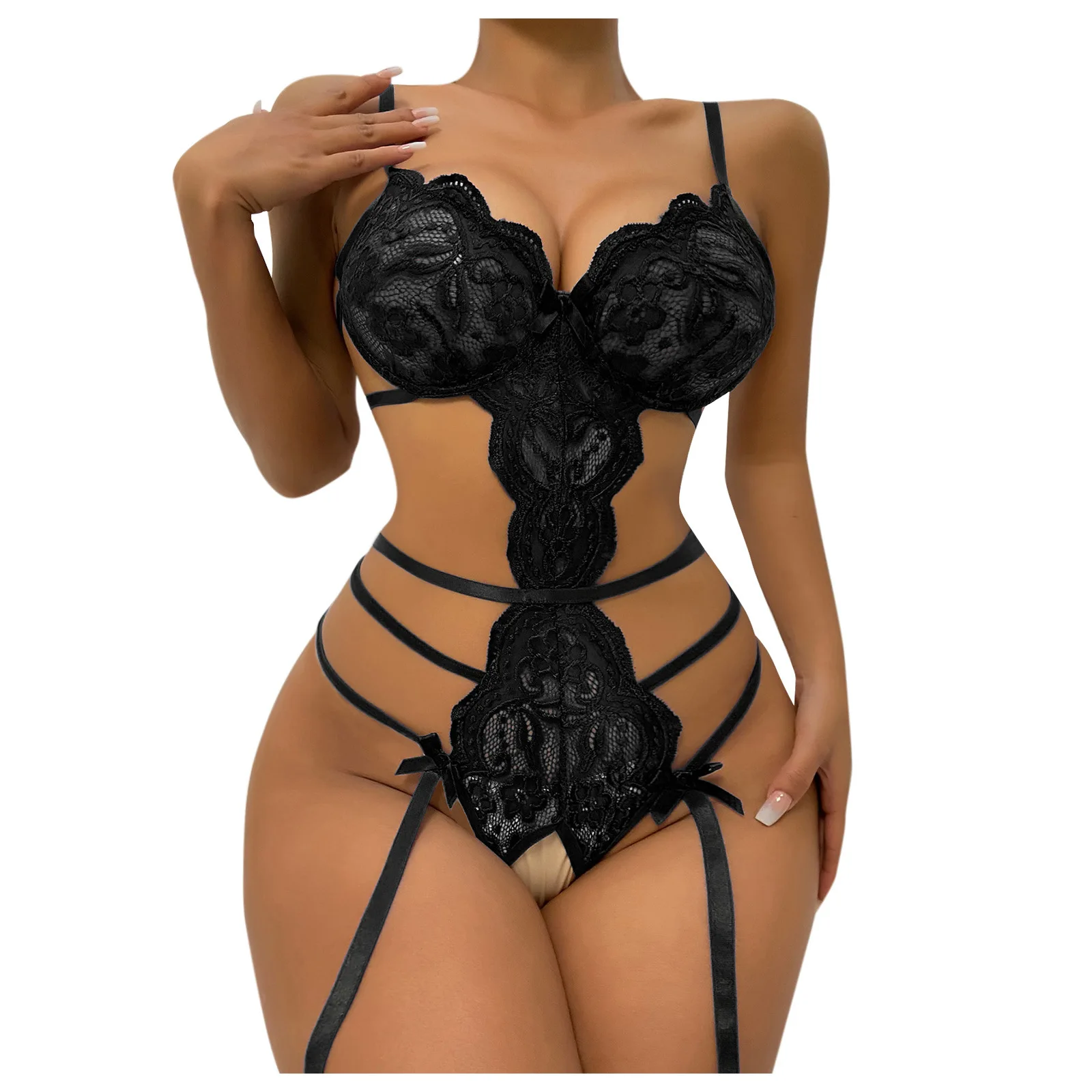 New Hot Sexy Lingerie Lace Open Bra Set Ruffle Transparent Underwear Erotic Lingerie Sexy Bodysuit Erotic Sleepwear For Women