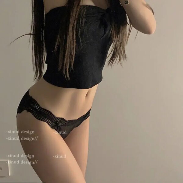 Women's Lace Panties 1Pcs Soft Striped Women Fashion Underpants Solid Girls Briefs Sexy Female Lingerie M-L Comfort Underwear