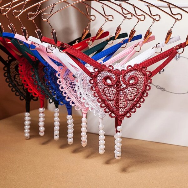Sexy Lingerie Women's Panties Lace G-strings Crotch Opening Thongs Temptation Erotic Women Underwear See-Through Pantys