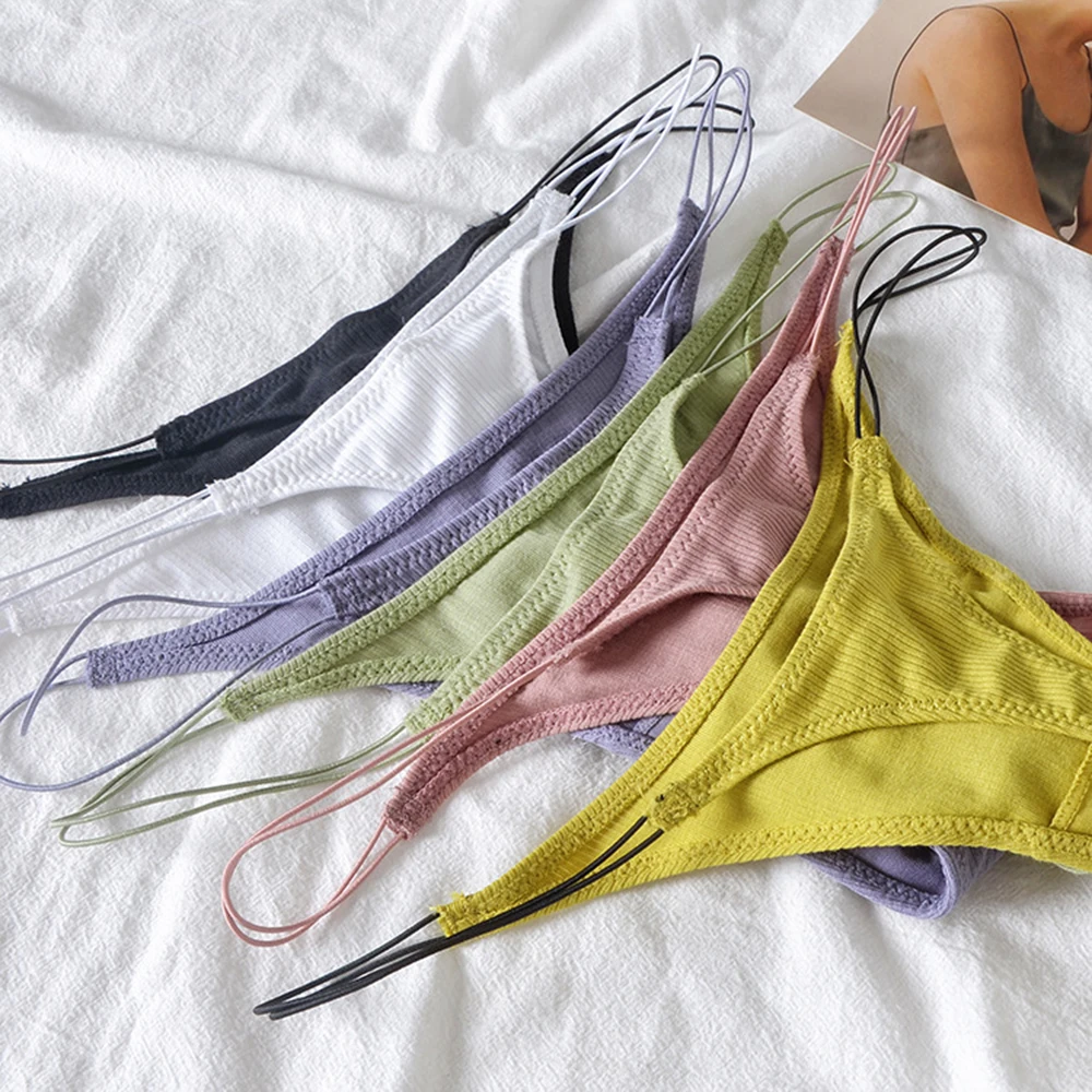Thin Strap Cotton Thong Tangas Lingerie Sexy Underwear Low Waist Temptation Sex Panties String T Pants Seamless Briefs