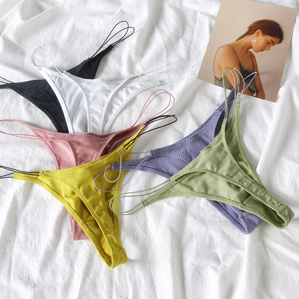 Thin Strap Cotton Thong Tangas Lingerie Sexy Underwear Low Waist Temptation Sex Panties String T Pants Seamless Briefs