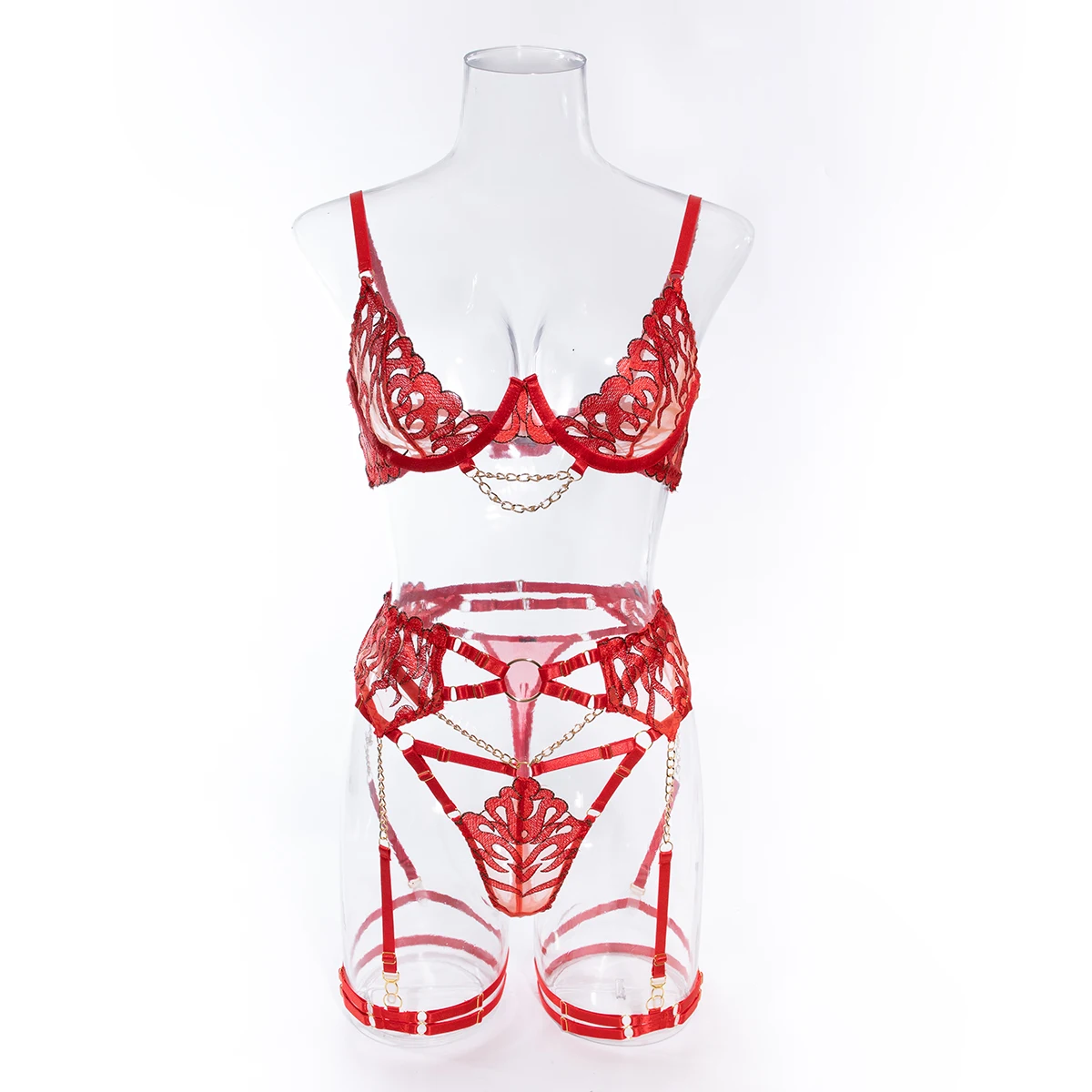 Yimunancy Gothic Floral Embroidery Chain Lingerie Set Women Vintage Erotic Bra + Panty Underwear Set Sexy Garter Kit Yimunancy Gothic Floral Embroidery Chain Lingerie Set Women Vintage Erotic Bra + Panty Underwear Set Sexy Garter Kit