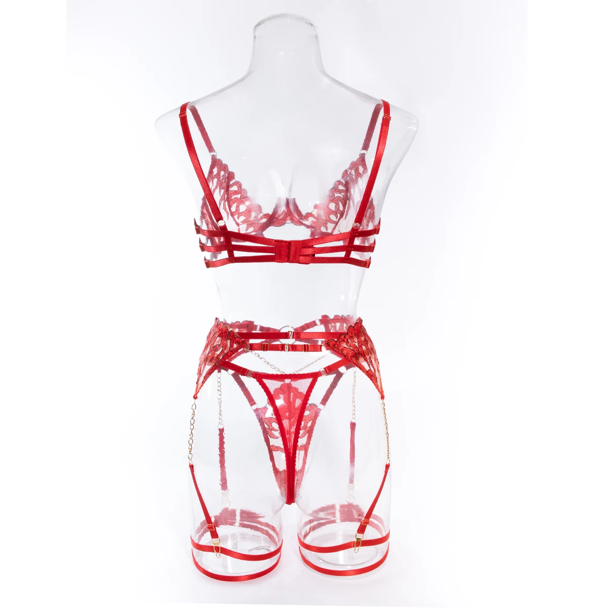 Yimunancy Gothic Floral Embroidery Chain Lingerie Set Women Vintage Erotic Bra + Panty Underwear Set Sexy Garter Kit Yimunancy Gothic Floral Embroidery Chain Lingerie Set Women Vintage Erotic Bra + Panty Underwear Set Sexy Garter Kit
