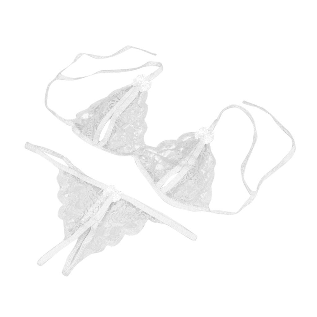 Sexy Lace Bra Briefs Set Women Wire Free Lingerie Hollow Out G-String Underwear Set Transparent Seamless Intimate Lingerie Set