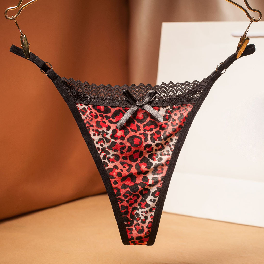 Sexy Leopard Printed Panties G-string Briefs for Women Lace Lingerie T-back Low Waist Underpants Lady Underwear Thongs Intimates