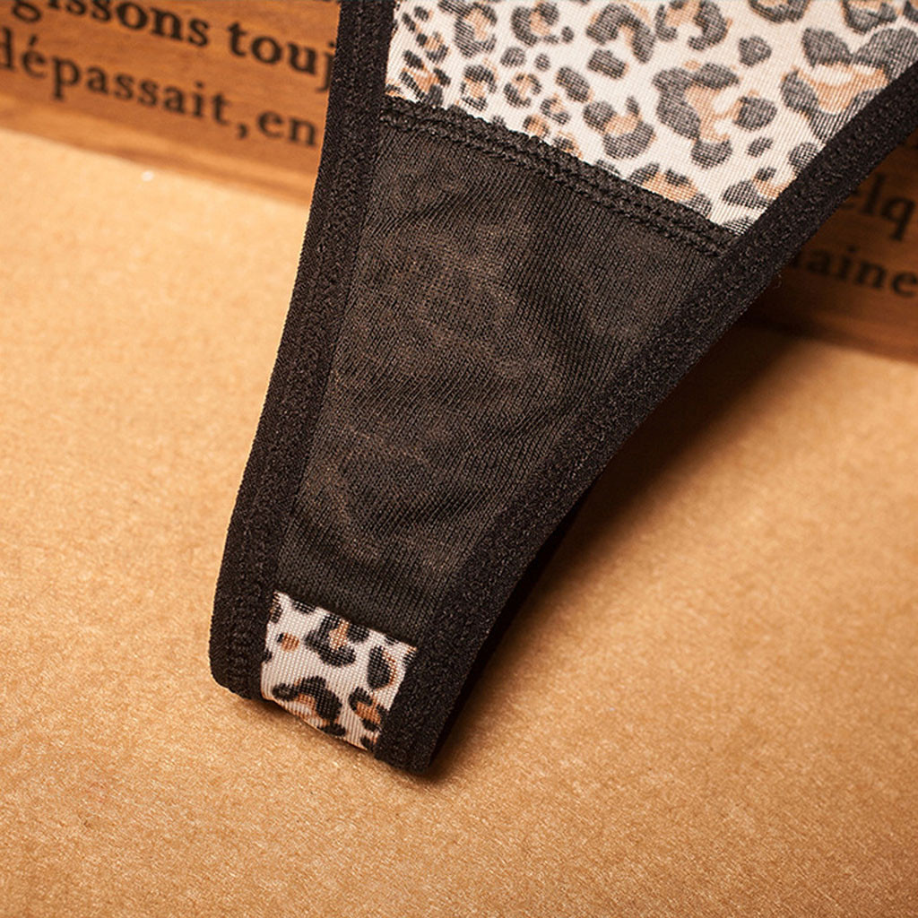 Sexy Leopard Printed Panties G-string Briefs for Women Lace Lingerie T-back Low Waist Underpants Lady Underwear Thongs Intimates