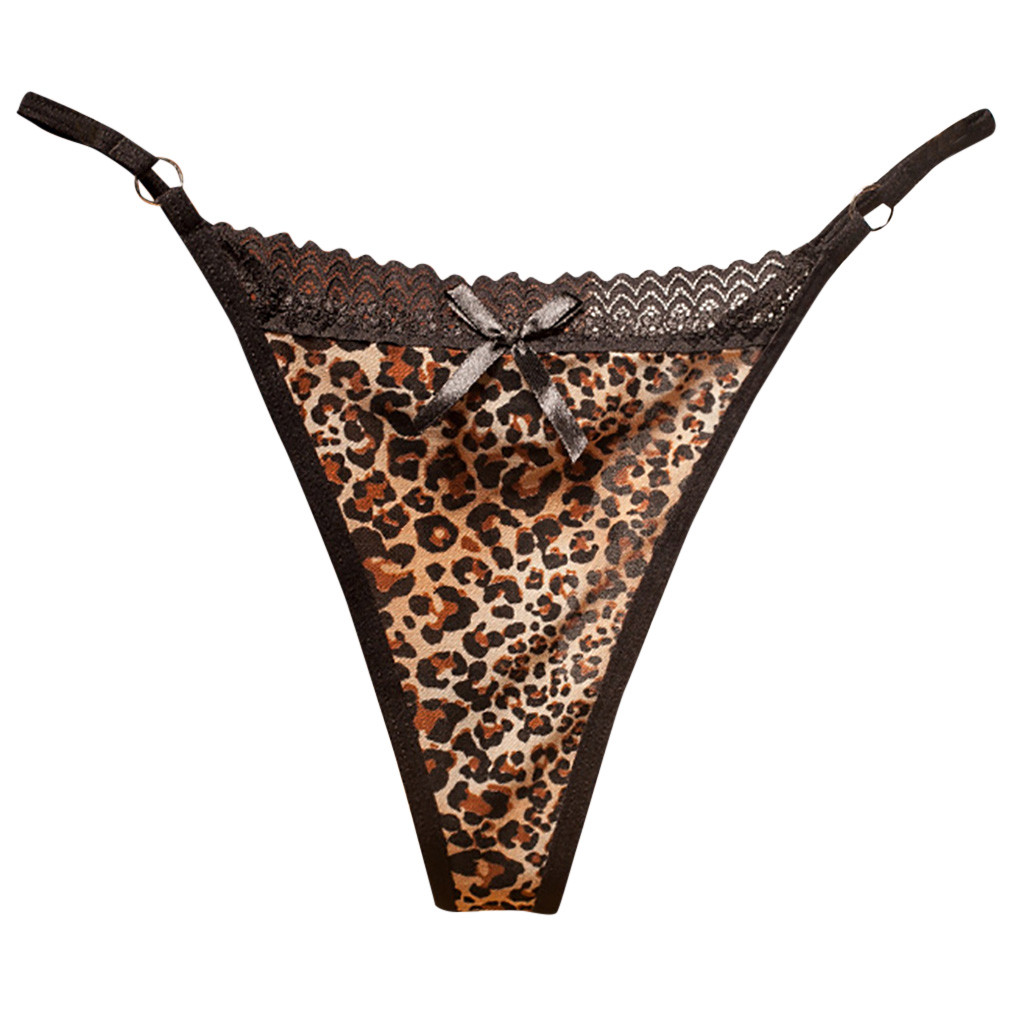 Sexy Leopard Printed Panties G-string Briefs for Women Lace Lingerie T-back Low Waist Underpants Lady Underwear Thongs Intimates