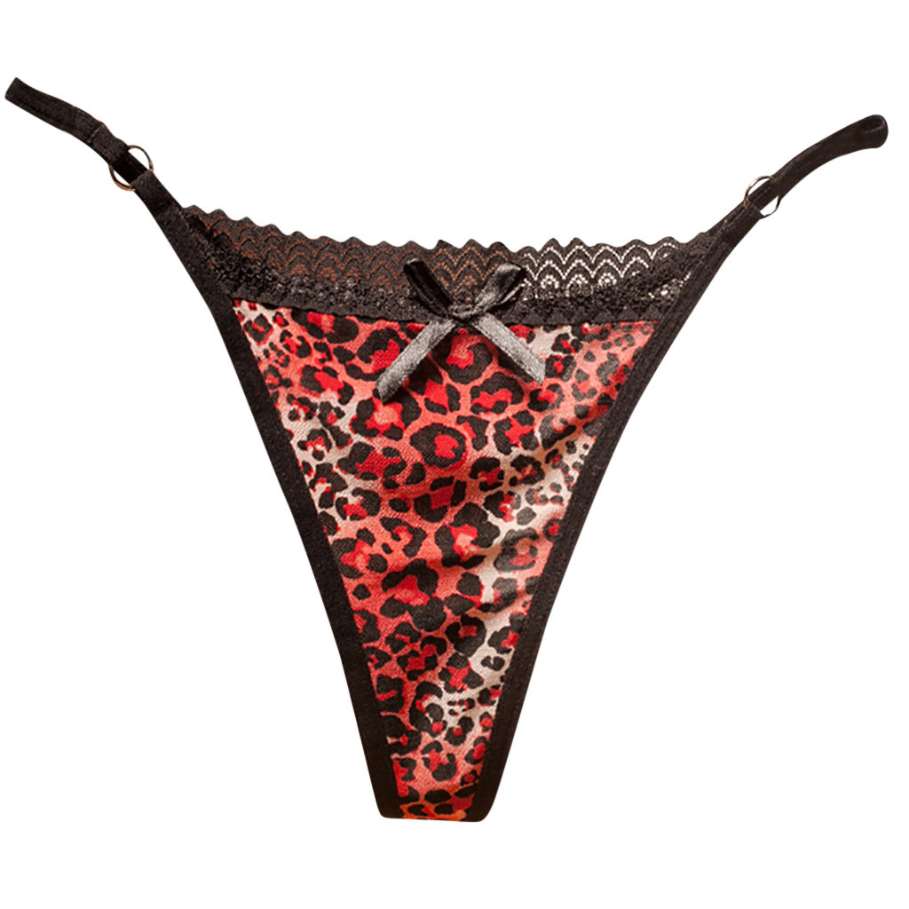 Sexy Leopard Printed Panties G-string Briefs for Women Lace Lingerie T-back Low Waist Underpants Lady Underwear Thongs Intimates