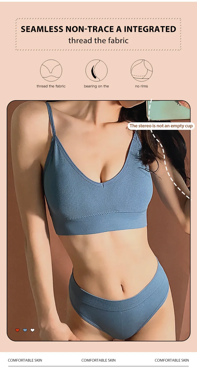 New Women Seamless Bra Set Sexy Thong Low Waist Panties Wire Free Bra Bralette Lingerie Brassiere Cotton Female Underwear Set New Women Seamless Bra Set Sexy Thong Low Waist Panties Wire Free Bra Bralette Lingerie Brassiere Cotton Female Underwear Set