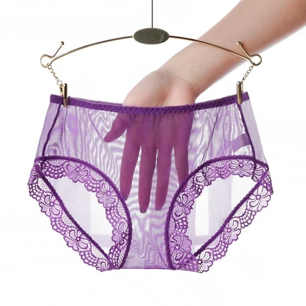 Ropa Interior Femenina  Underwear Women Panties Plus Size 4XL Soft Lace Mesh Fully Transparent and Thin Sexy Panties Lingerie