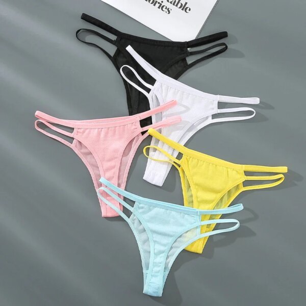 Sexy Thongs Women Panties Perspective Bikini Underpants Low-Rise G-string Underwear for Female Hollow Out Ladies Lingerie