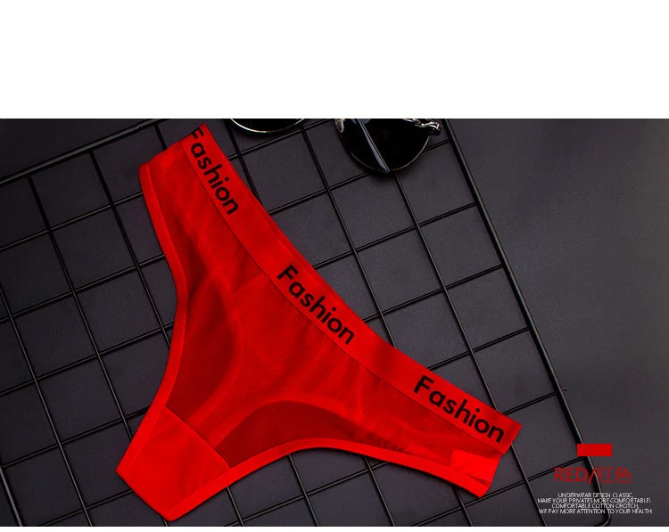 Sexy Ladies Cotton Mesh Transparent Panties Thongs String lingerie Fashion Low-Rise Women Underwear Seamless Briefs 1pcs yq01