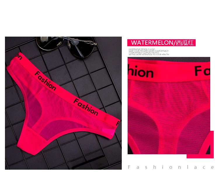 Sexy Ladies Cotton Mesh Transparent Panties Thongs String lingerie Fashion Low-Rise Women Underwear Seamless Briefs 1pcs yq01