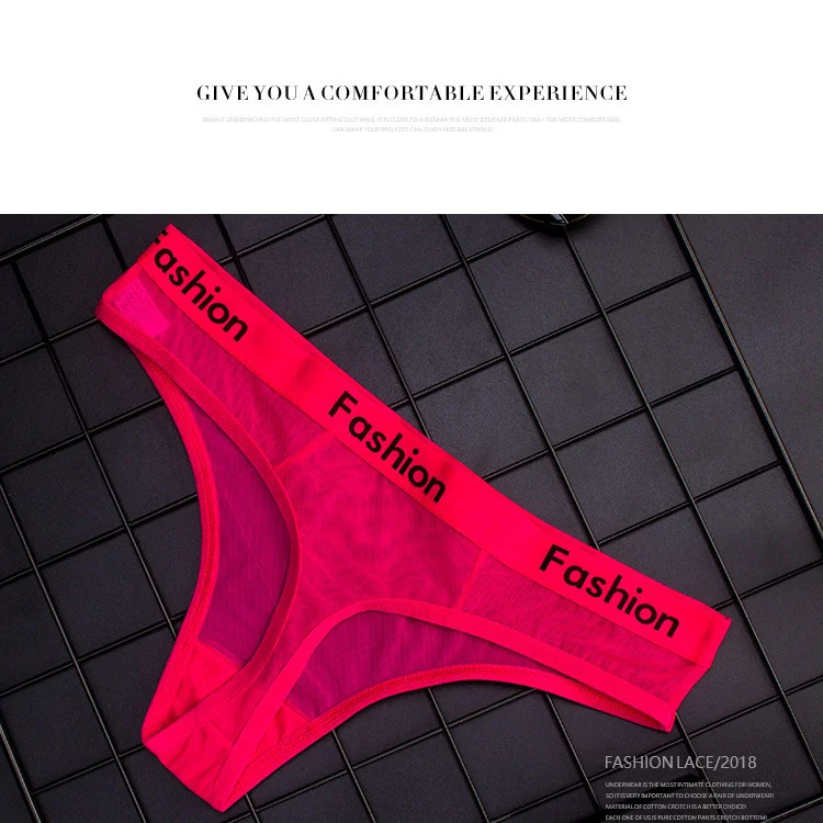 Sexy Ladies Cotton Mesh Transparent Panties Thongs String lingerie Fashion Low-Rise Women Underwear Seamless Briefs 1pcs yq01