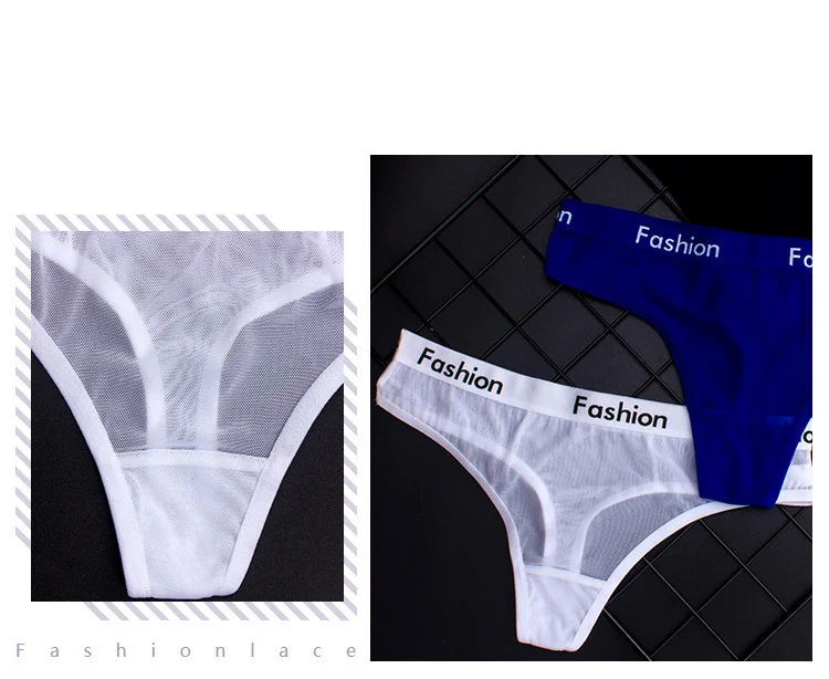 Sexy Ladies Cotton Mesh Transparent Panties Thongs String lingerie Fashion Low-Rise Women Underwear Seamless Briefs 1pcs yq01