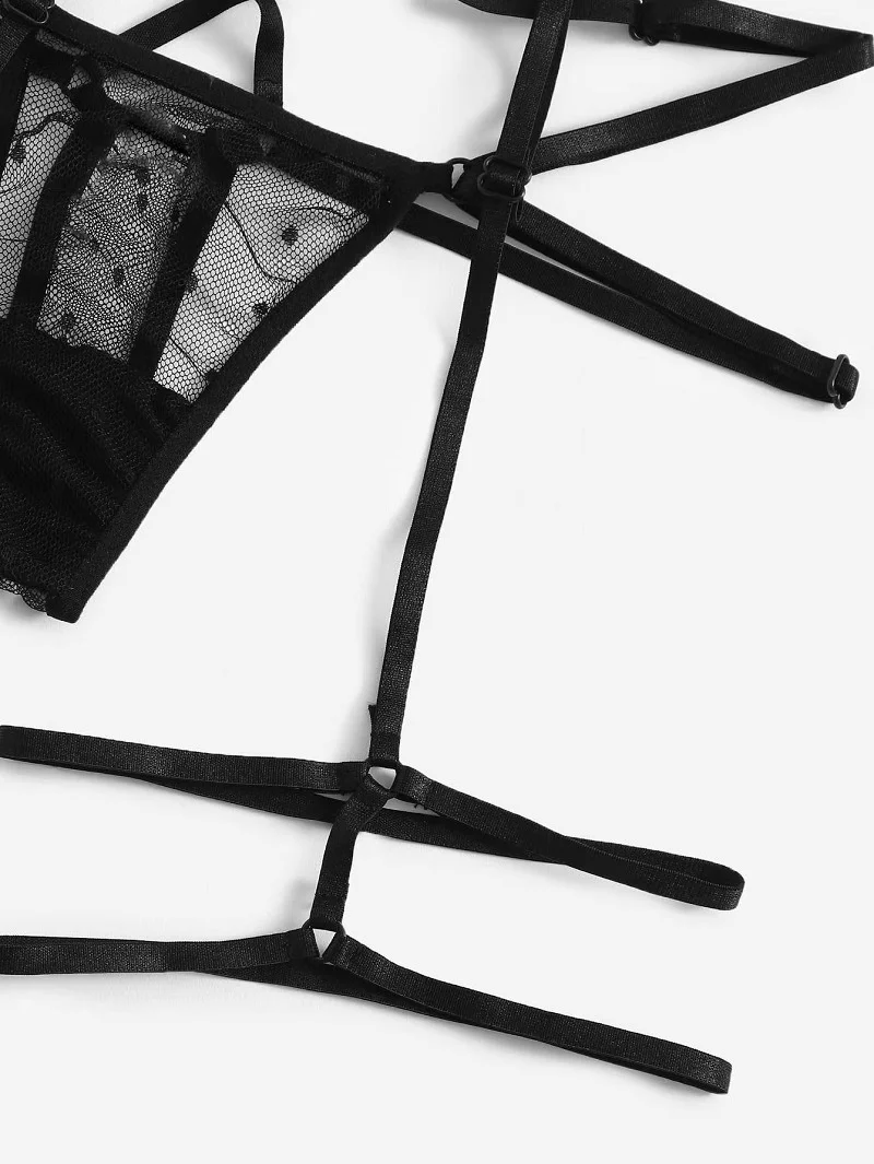 Women Lingerie Sexy Bra Thongs Garters Set Polka Dot Mesh Underwear Set Porn Sex Costumes Transparent Lace Lingerie Exotic Set Women Lingerie Sexy Bra Thongs Garters Set Polka Dot Mesh Underwear Set Porn Sex Costumes Transparent Lace Lingerie Exotic Set