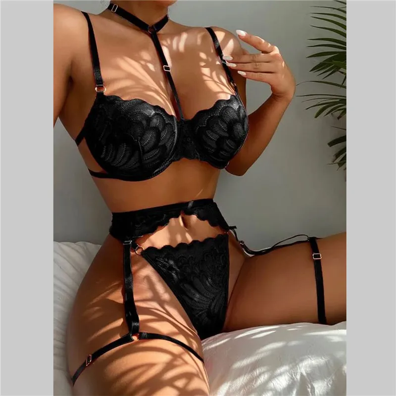 Bra Erotic Brief Sets Women Garters G-Strings Patchwork See Through Lingerie Set Ladies Sexy Panty Underwear Set Sexy Costum Bra Erotic Brief Sets Women Garters G-Strings Patchwork See Through Lingerie Set Ladies Sexy Panty Underwear Set Sexy Costum