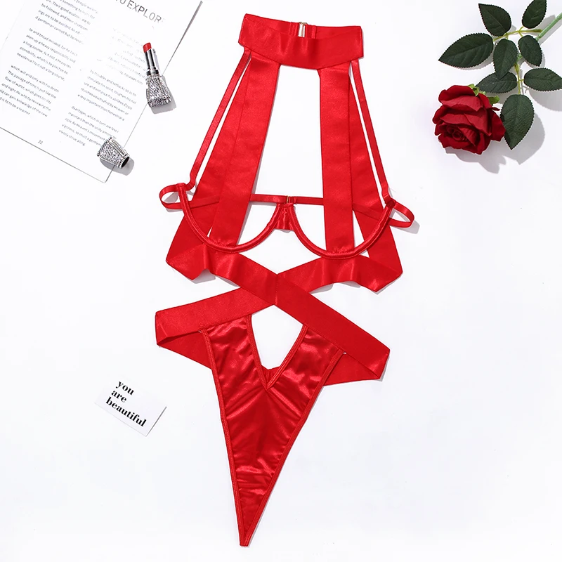 Black Halter Sexy Lingerie Women Bandage One Piece Bra Sets Erotic Costumes Teddy Baby Doll Dress Push Up Underwear Set Bodysuit Black Halter Sexy Lingerie Women Bandage One Piece Bra Sets Erotic Costumes Teddy Baby Doll Dress Push Up Underwear Set Bodysuit