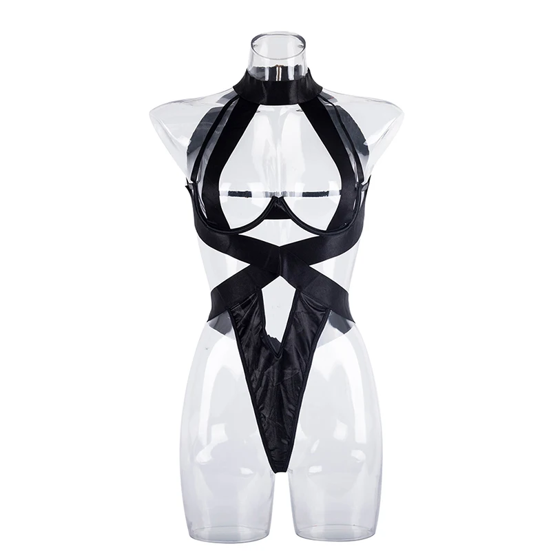 Black Halter Sexy Lingerie Women Bandage One Piece Bra Sets Erotic Costumes Teddy Baby Doll Dress Push Up Underwear Set Bodysuit Black Halter Sexy Lingerie Women Bandage One Piece Bra Sets Erotic Costumes Teddy Baby Doll Dress Push Up Underwear Set Bodysuit