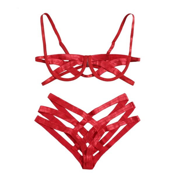 Cross Bandage Solid Color Underwear Hollow Out Cotton Breathable Intimates Highly Elastic Erotic Lingerie Lenceria Para Damas