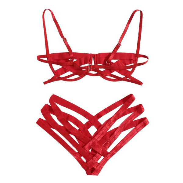 Cross Bandage Solid Color Underwear Hollow Out Cotton Breathable Intimates Highly Elastic Erotic Lingerie Lenceria Para Damas