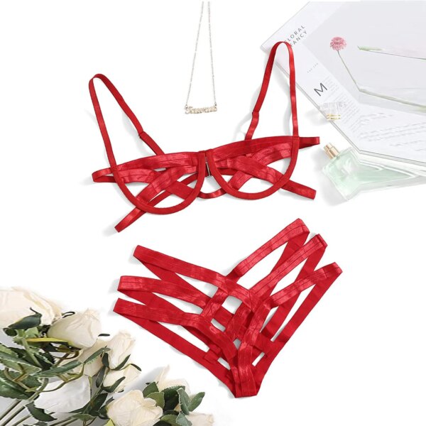 Cross Bandage Solid Color Underwear Hollow Out Cotton Breathable Intimates Highly Elastic Erotic Lingerie Lenceria Para Damas
