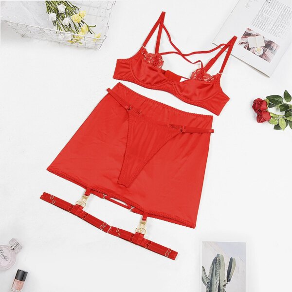 Fancy Lingerie Cross Bra Push Up Underwear Bandage Garter Luxury Lace Brief Sets Exotic Intimate Sensual Sexy Outfit