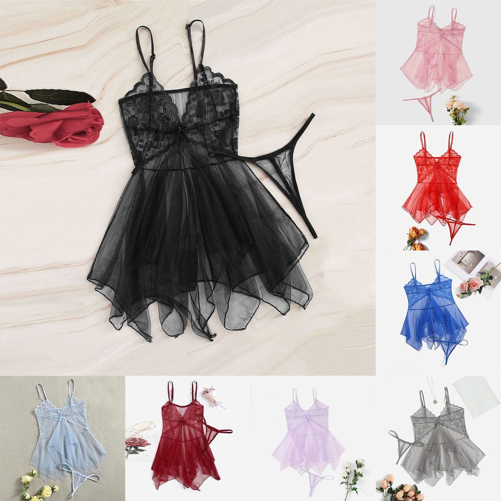 Plus Size Women's Exotic Lingerie Sets Lace Fluoroscopy Beauty Tulle Elegant Sexy Lingerie Female Underwear Lingerie For Ladies