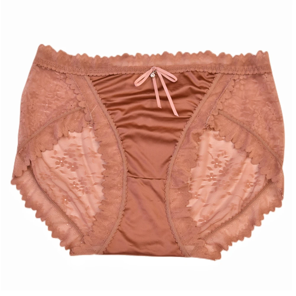 Women Sexy Briefs Lace Oil Shiny Satin Panties Open Crotch Underwear Ultra-thin Sheer Transparent Lingerie Erotic Knickers