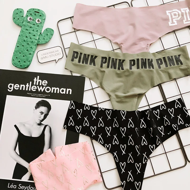 Sexy Women G String Underwear Panties Seamless PINK Letter Thongs Briefs Soft Heart Lingerie Low Waist Lady Erotic Girls Thong Sexy Women G String Underwear Panties Seamless PINK Letter Thongs Briefs Soft Heart Lingerie Low Waist Lady Erotic Girls Thong