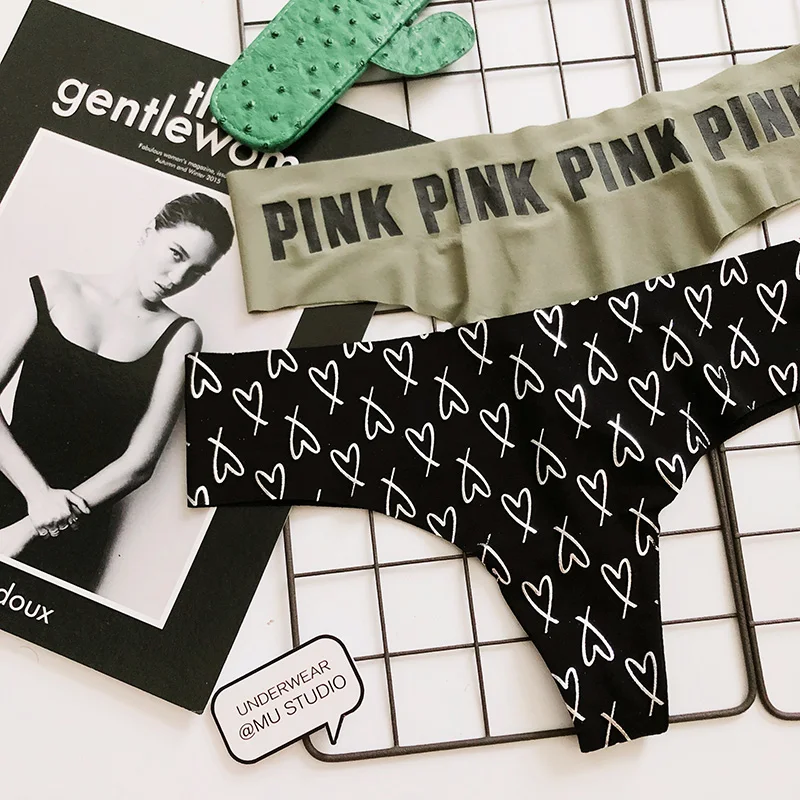 Sexy Women G String Underwear Panties Seamless PINK Letter Thongs Briefs Soft Heart Lingerie Low Waist Lady Erotic Girls Thong Sexy Women G String Underwear Panties Seamless PINK Letter Thongs Briefs Soft Heart Lingerie Low Waist Lady Erotic Girls Thong