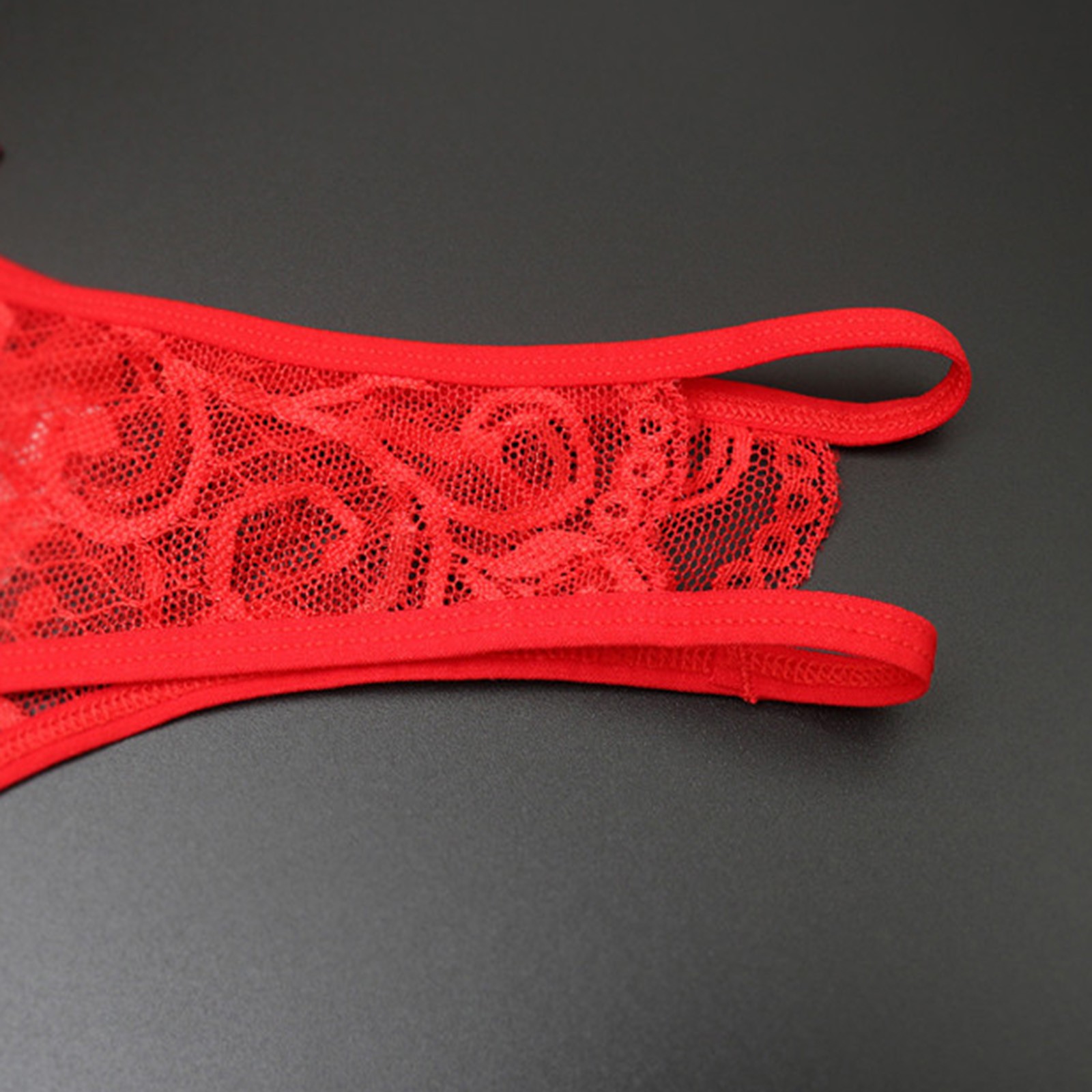 Women's Sexy Lace G-String Open Crotch Low Waist Thongs Embroidery Temptation T Back Solid Color Soft Lingerie For Ladies