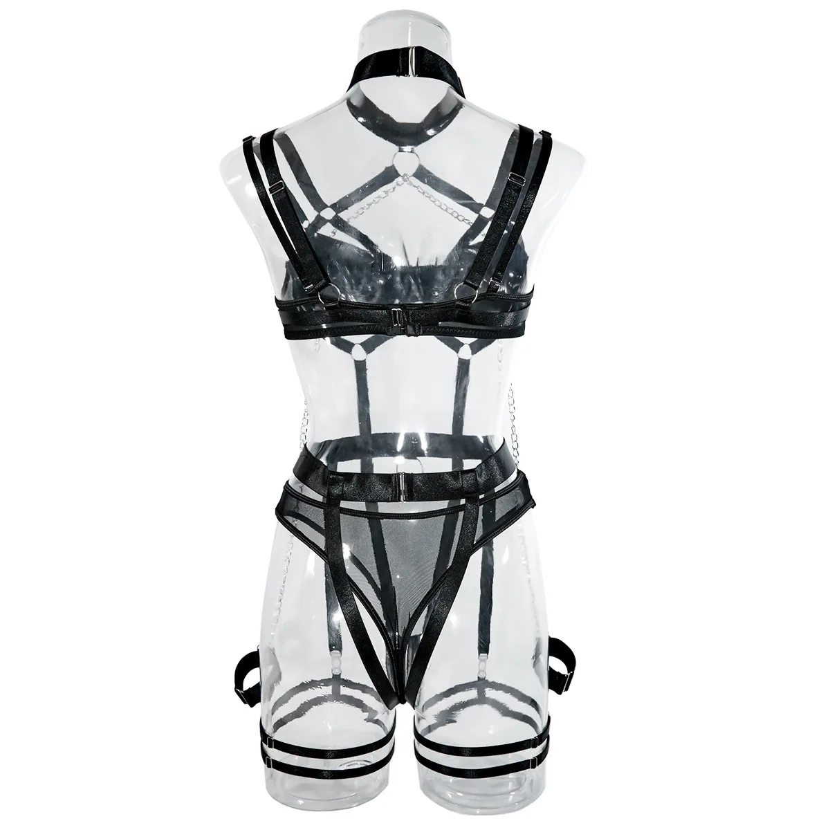 SINGREINY Female Fashion Erotic Bra& Briefs Suits Underwear Sensual Retro Lingerie Halter Sexy Nightclub Chain 4 Pieces Sets SINGREINY Female Fashion Erotic Bra& Briefs Suits Underwear Sensual Retro Lingerie Halter Sexy Nightclub Chain 4 Pieces Sets
