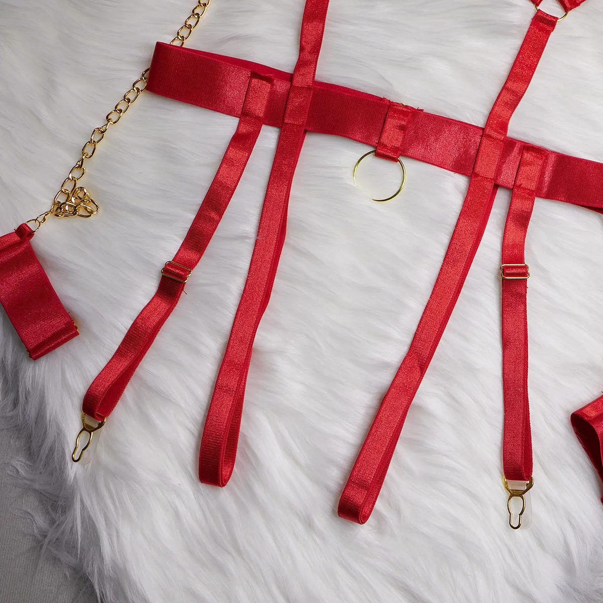SINGREINY Female Fashion Erotic Bra& Briefs Suits Underwear Sensual Retro Lingerie Halter Sexy Nightclub Chain 4 Pieces Sets SINGREINY Female Fashion Erotic Bra& Briefs Suits Underwear Sensual Retro Lingerie Halter Sexy Nightclub Chain 4 Pieces Sets