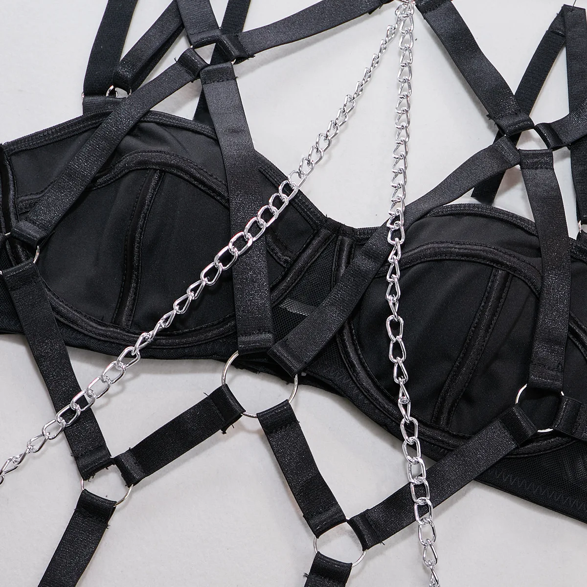 SINGREINY Female Fashion Erotic Bra& Briefs Suits Underwear Sensual Retro Lingerie Halter Sexy Nightclub Chain 4 Pieces Sets SINGREINY Female Fashion Erotic Bra& Briefs Suits Underwear Sensual Retro Lingerie Halter Sexy Nightclub Chain 4 Pieces Sets