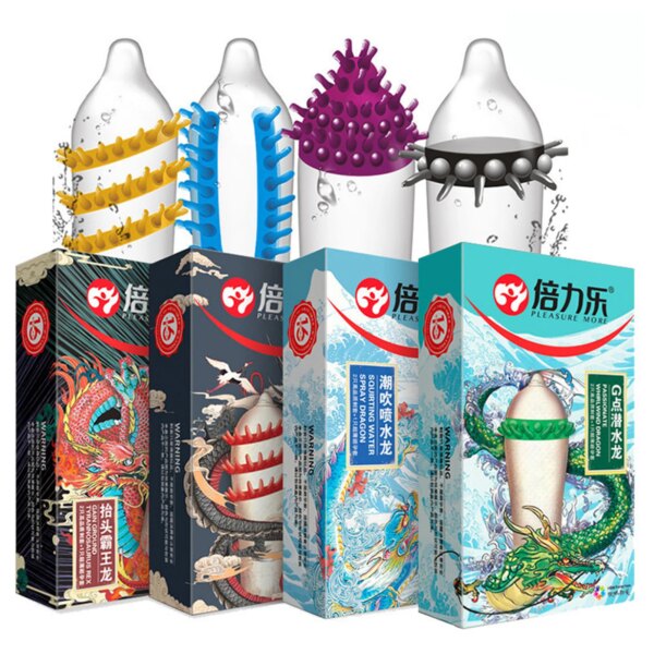 Dotted Condoms for Men Adult Sex Toys Spike Ribbed G-spot Vaginal Stimulation Cock Condom Contraception Sensitive Penis Sleeves