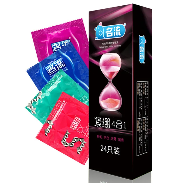 30/24 Pcs 4 Types Condoms Natural Latex Adult Safer Super Lubricated Ultra Thin Penis Sleeve Contraception for Men Sex Toys