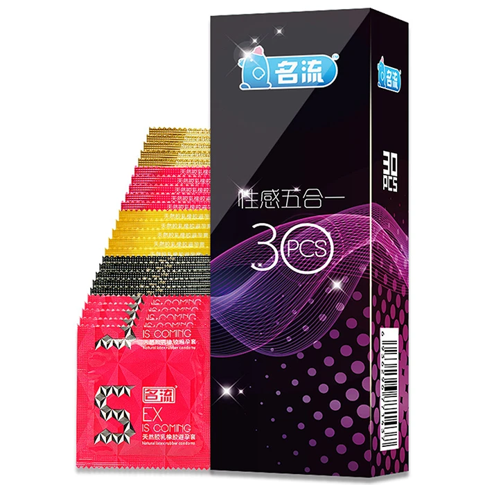 30/24 Pcs 4 Types Condoms Natural Latex Adult Safer Super Lubricated Ultra Thin Penis Sleeve Contraception for Men Sex Toys