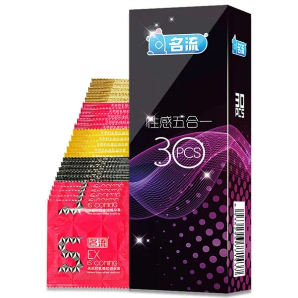 30/24 Pcs 4 Types Condoms Natural Latex Adult Safer Super Lubricated Ultra Thin Penis Sleeve Contraception for Men Sex Toys