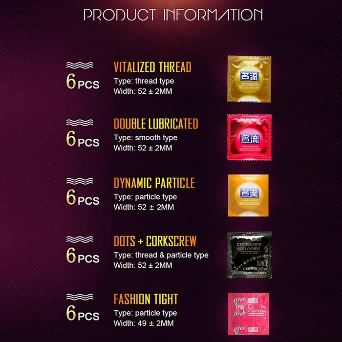 30/24 Pcs 4 Types Condoms Natural Latex Adult Safer Super Lubricated Ultra Thin Penis Sleeve Contraception for Men Sex Toys