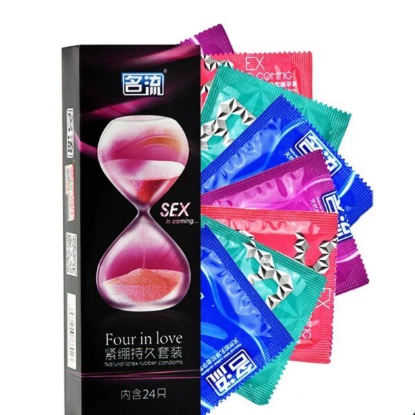 30/24 Pcs 4 Types Condoms Natural Latex Adult Safer Super Lubricated Ultra Thin Penis Sleeve Contraception for Men Sex Toys