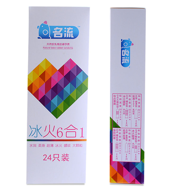 24/96PCS Ice Fire Condoms Sex Toys For Men Adult Penis Sleeve High Quality Six Kinds Condom Couple Contraception Sexy Supplies